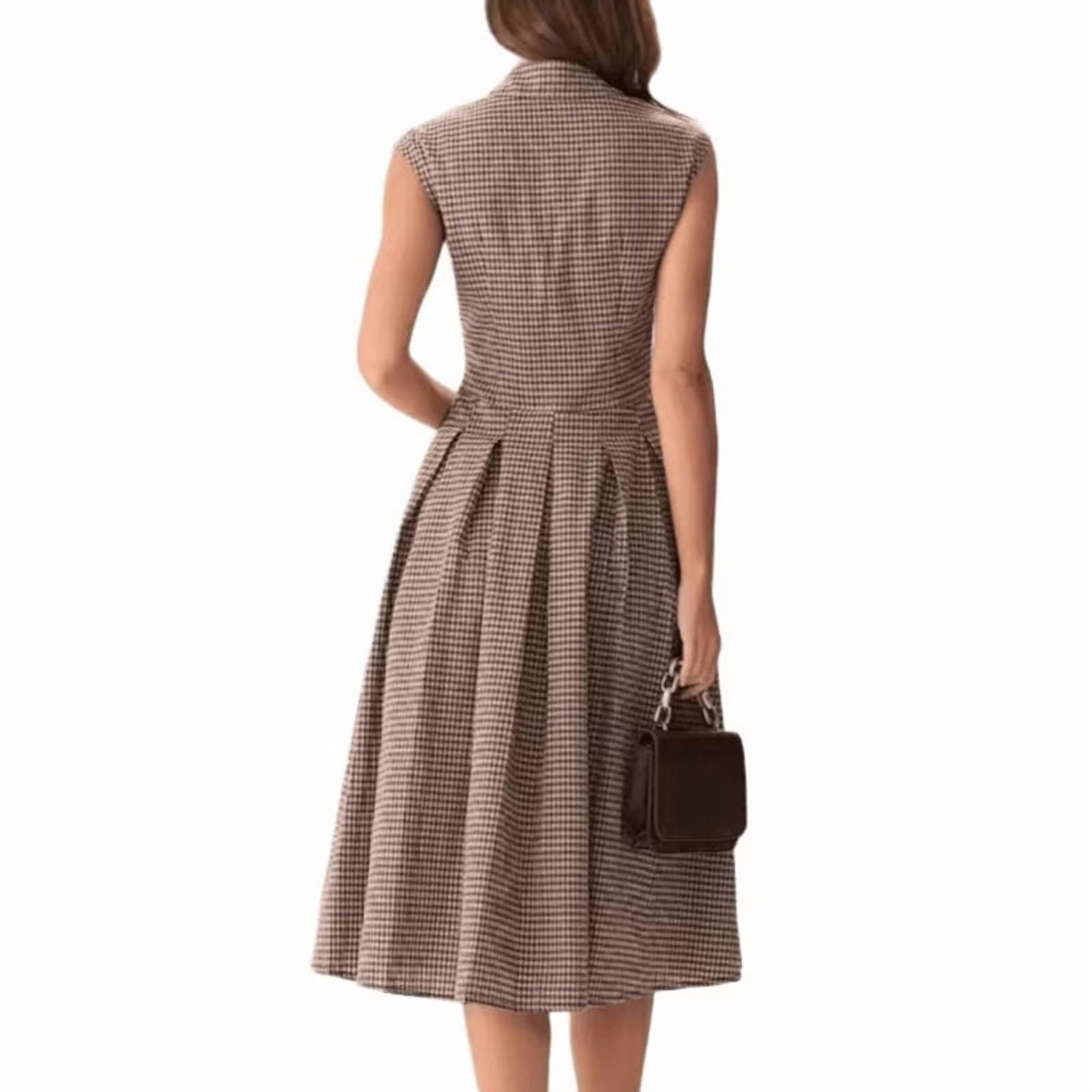 Women's Striped Button Down Midi Shirt Dress in Brown (photo 2)